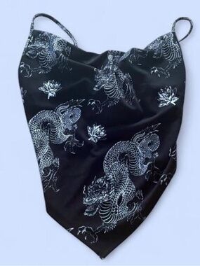 Black Dragon Print Bandana Top